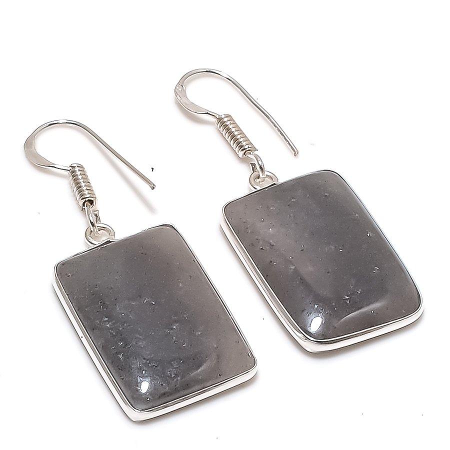 Natural Lodolite Quartz Gemstone 925 Sterling Silver Jewelry Earring 1.65 AE-12436