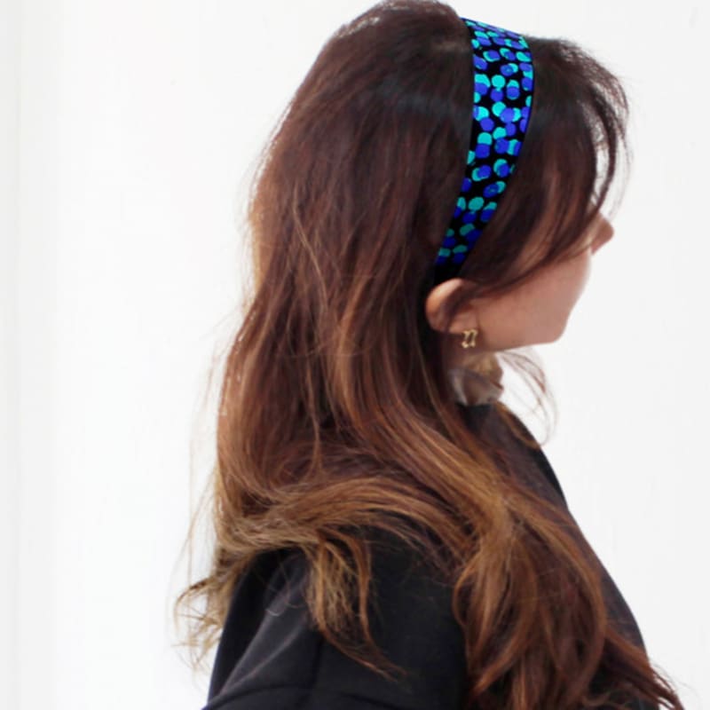 RACOHA Chunky silk hairband_Blue pattern