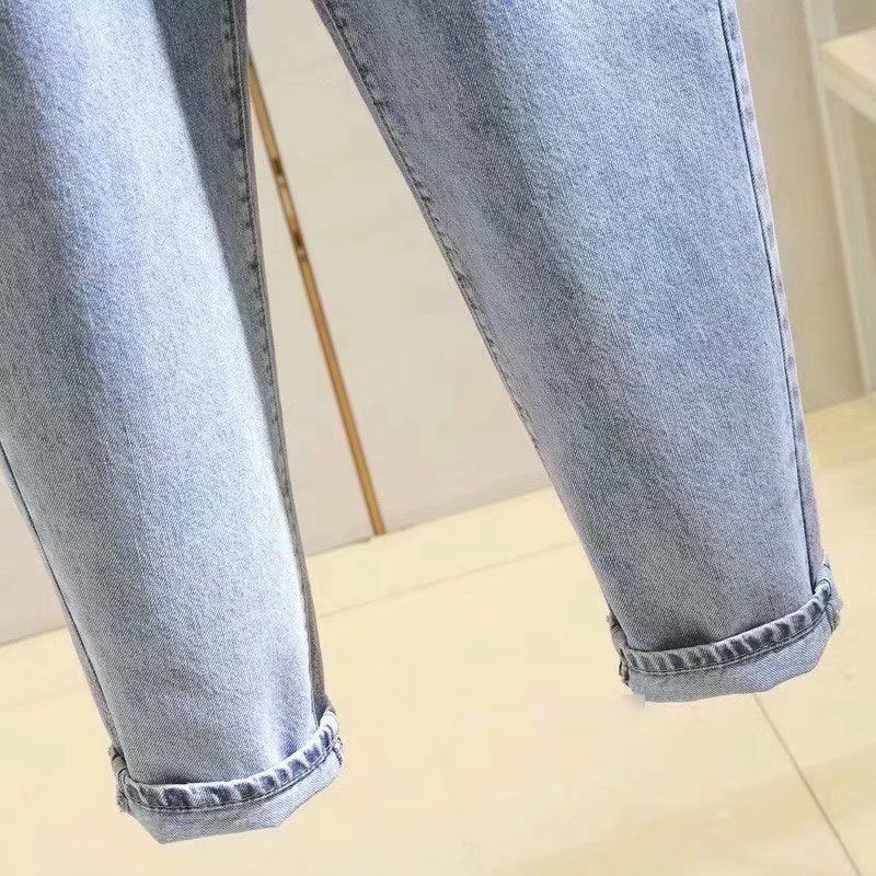 Spring Autumn and Summer High-waisted Denim Harun Pants for Women, Loose Nine-inch Straight Pants, Radish Dad Pants