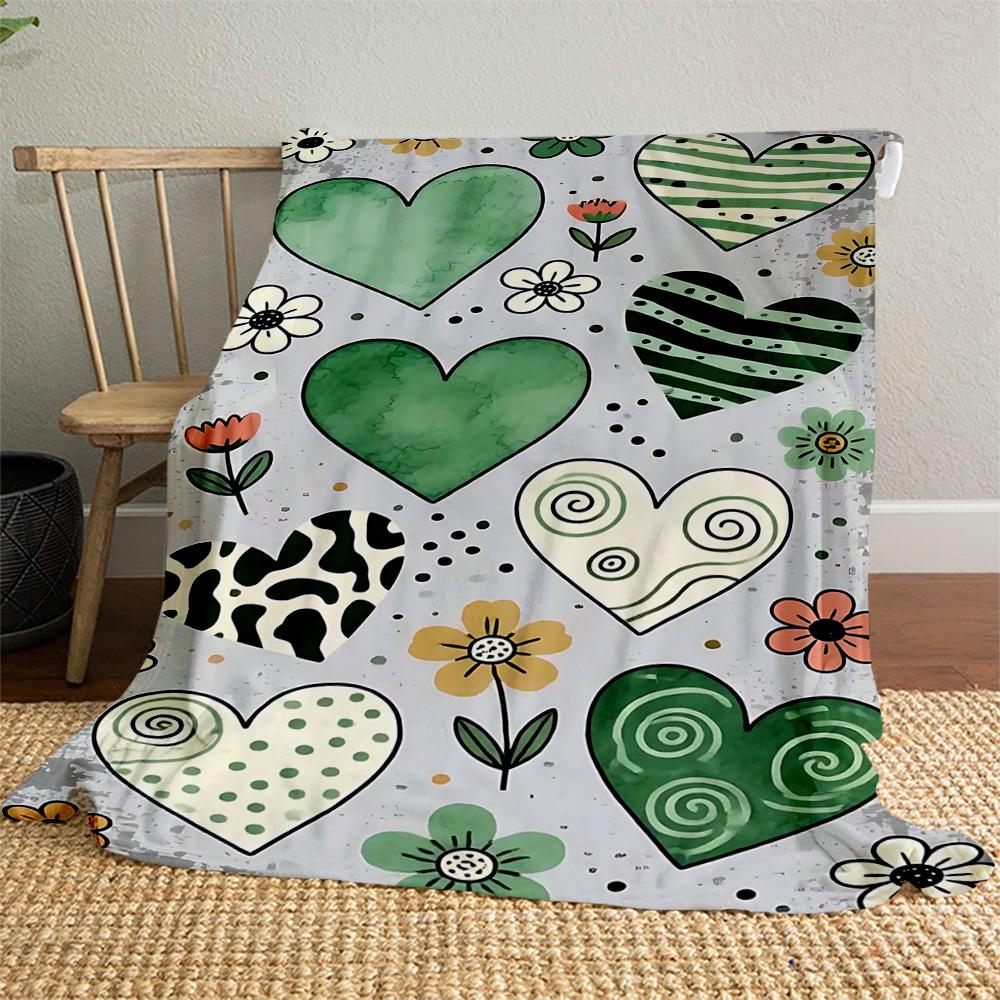 1pc heart flower Outdoor Flannel Blanket Soft Warm All-Season Throw for Sofa Bed Car Camping Office, Cozy Gift Idea1267S