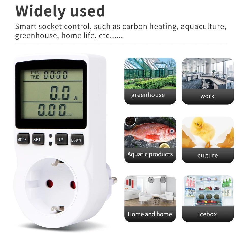 Digital Temperature Controller Power Socket Outlet EU Plug Thermostat With Timer Switch Sensor Probe Heating Cooling