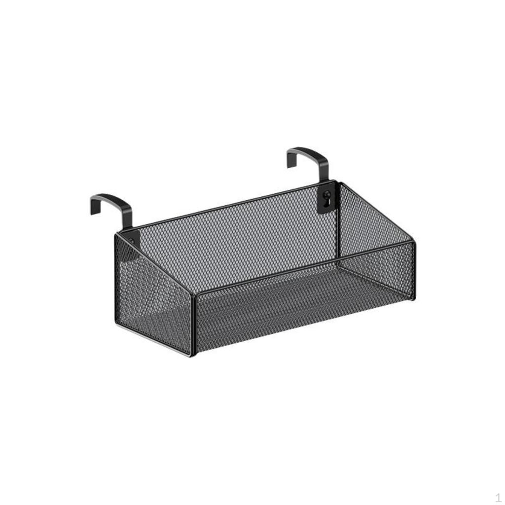 Desktop Hanging Storage Box, Hook Organizer, Office Desk Partition Basket Black Small 3.3cm