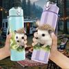 1PC Hedgehog Daisy Flower Animal Print 750ml Color Plastic Sports Water Bottle Leakproof Flip Straw Lid Suitable for Sports Office Home Use