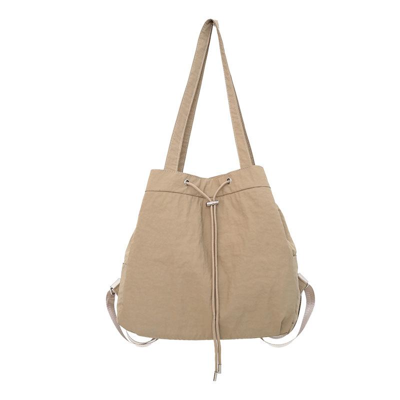 Drawstring bundle nylon bucket bag large-capacity bag women's new solid color high-end casual shoulder messenger bag