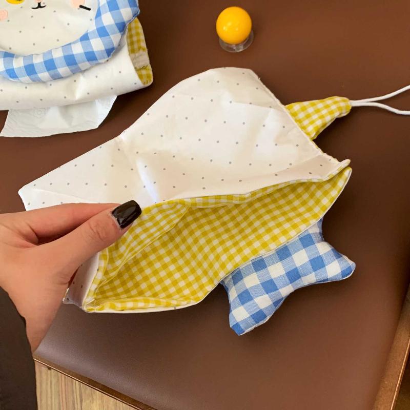 Cute Cat Tissue Bag Hanging Wall Mounted Tissue Holder Creative Tissue Box Storage Organizer For Home Bedroom Car Dormitory