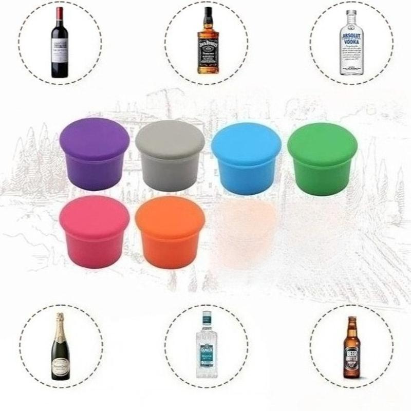 Reusable Silicone Wine Bottle Stopper 6 Colors Food Grade Airtight Leak Proof Round Corks for Beer and Wine Bottles