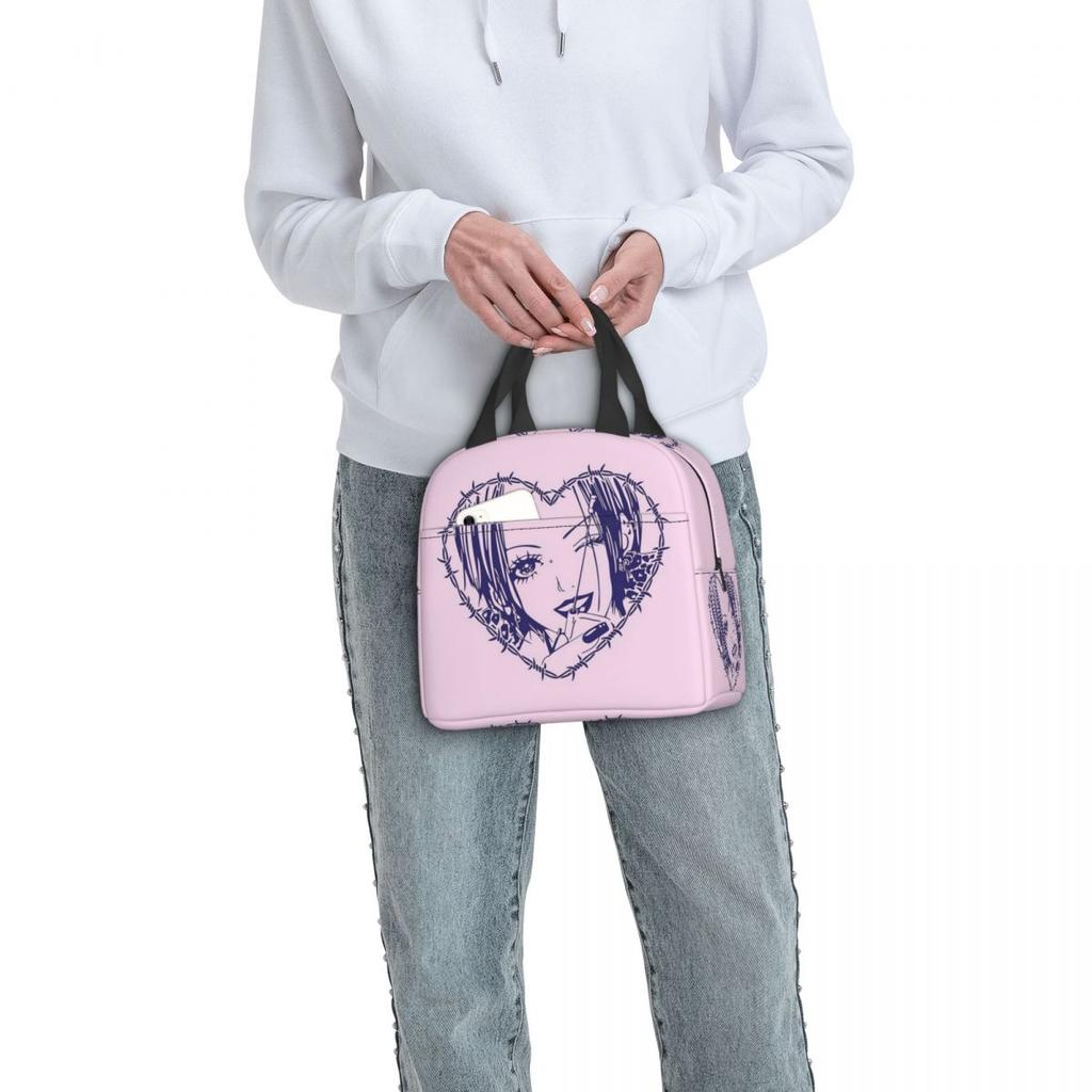 Nana Osaki Barbed Wire Heart Spread Insulated Lunch Bag for Women Kids Leakproof Food Boxes Thermal Lunch Box Tote