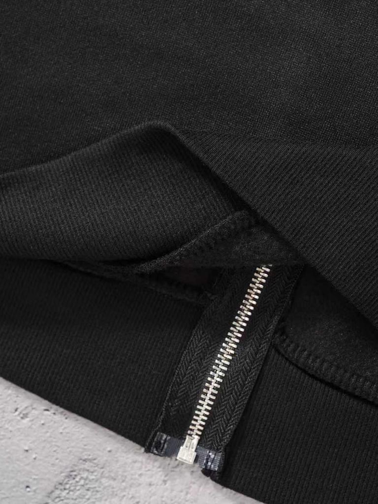 Men's Black Zipper Hooded Sweatshirt with Spider Personalized Print, Fashionable and Trendy Full Zipper Sweatshirt Jacket, Double Hat Design