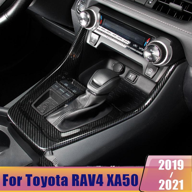 ABS Carbon Fiber Car Gear Shift Panel Cover Sticker Trim Interior For Toyota RAV4 XA50      2024 Accessories