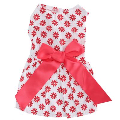 Haustier Sommer Niedliche Kleidung Mädchen Hund Polyester Ärmelloses Kleid Kleider mit Schleife
