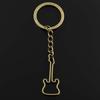 Fashion Hollow Guitar 40x17mm Pendant 30mm Key Ring Metal Chain Bronze   Men Car Gift Souvenirs Keychain