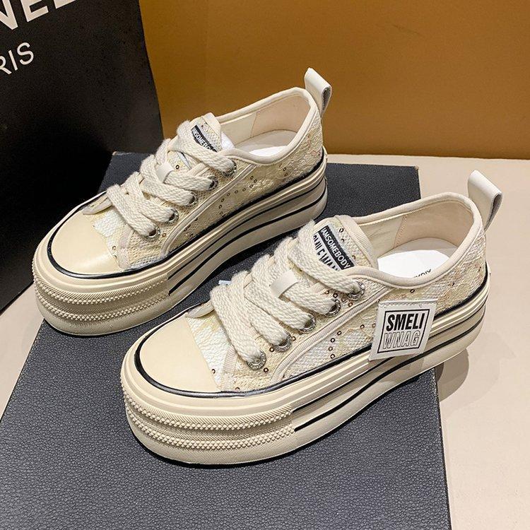 

Жіноче парусинове взуття Літнє нове сітчасте дихаюче збільшене жіноче взуття Ins Модне жіноче повсякденне спортивне біле взуття 35