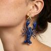 Summer Personality Unique Leisure Splicing Lobster Metal Starfish Animal Dangle Earrings Beach Holiday Party Jewelry for Women
