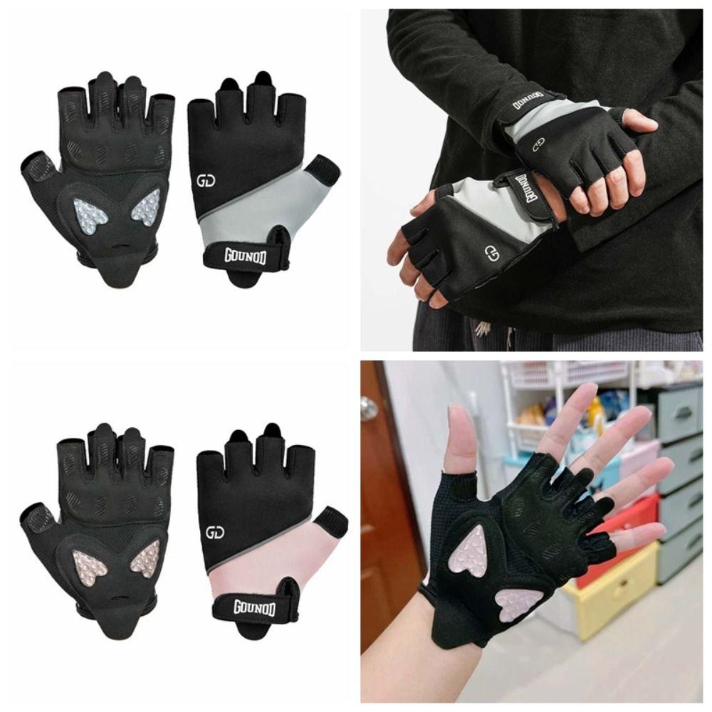 1 Pair Breathable Cycling Gloves Silicone Half Finger Mittens Fitness Gloves  Bodybuilding