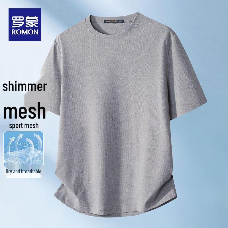 ROMON Men s Luxury Solid Color Short Sleeve T-Shirt M