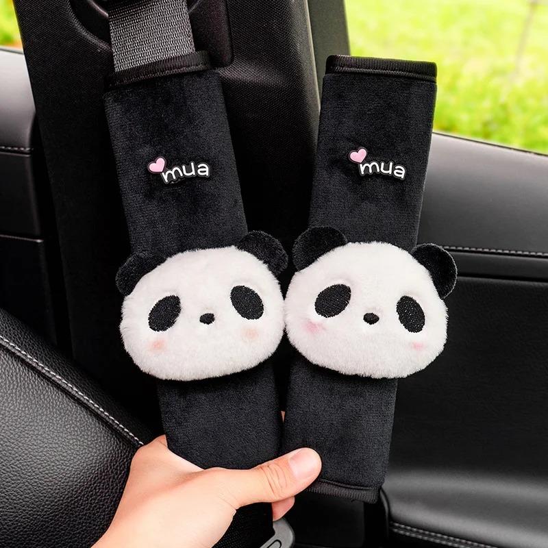 Car Seat Belt Shoulder Cover Cute Panda Children Neck Plush Protective Cover Interior Decoration Supplies