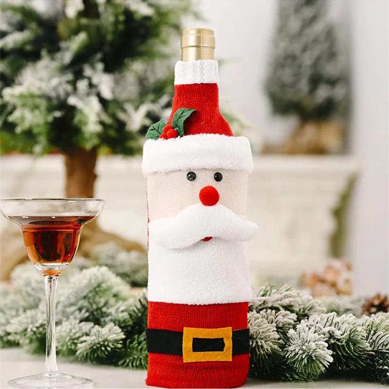 Christmas Wine Bottle Set Santa Snowman Wine Bottle Cover Bags for Christmas Party Dinner Table Ornaments New Year Decors Gifts