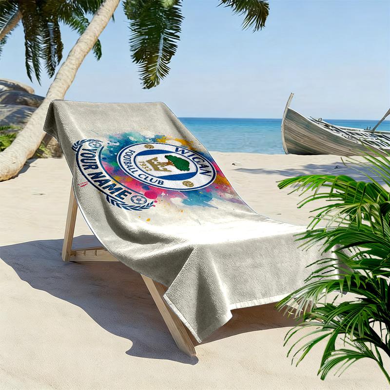 Wigan Athletic F.C Print Beach Towel, Large Soft Quick Dry Towel for Beach Camping Swimming