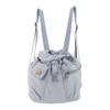 Sky-Blue Drawstring Sports Backpack for Women with Pocket Button Design
