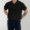 Striped Summer Knit Elastic Polo - Loose Fit Short Sleeve Shirt
