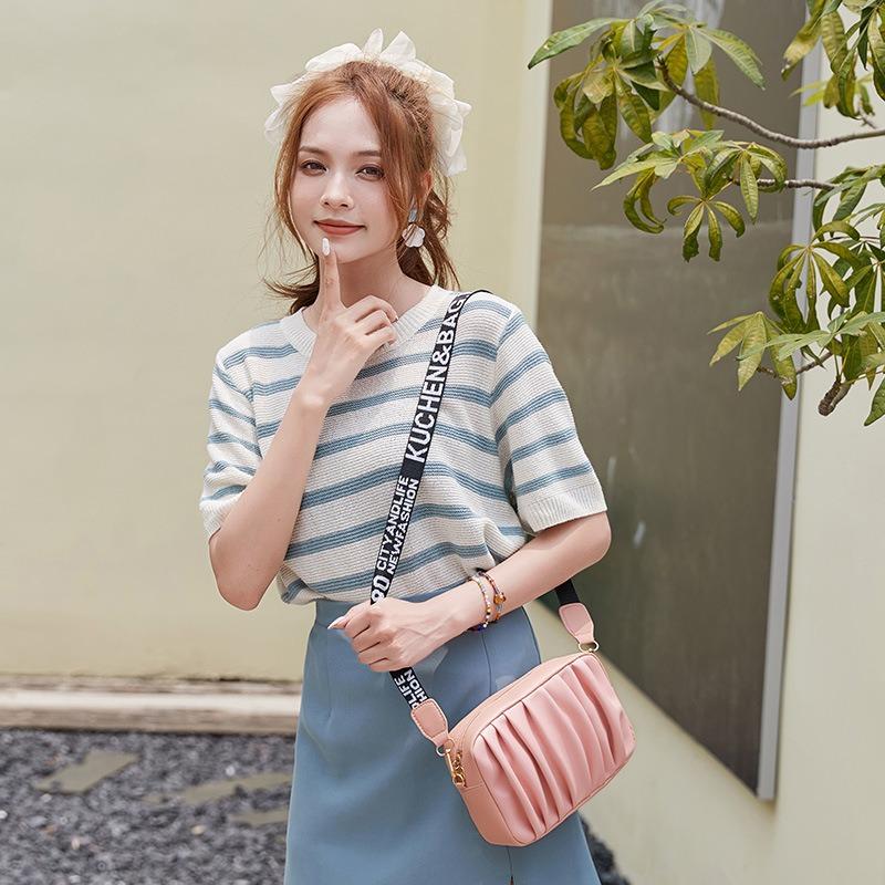 Women's bag trendy small bag fashion casual bag pleated messenger camera bag shoulder bag one piece