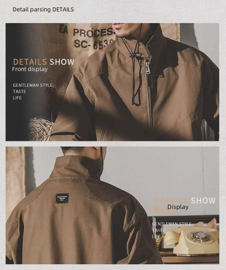 Chaqueta informal estilo retro americano para hombre: ropa de trabajo holgada y moderna para primavera y otoño.