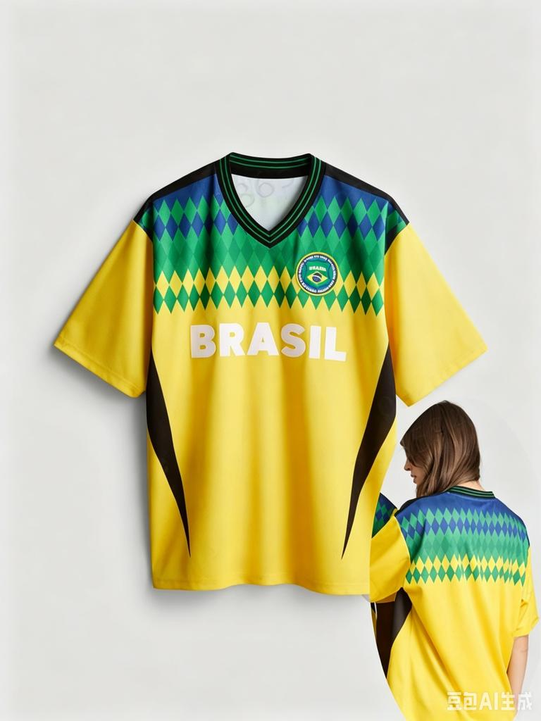 Yellow Brazil Short Sleeve T-Shirt Fashionable Football Jersey Loose and Breathable Training Top Summer Adult Children'S T-Shirt