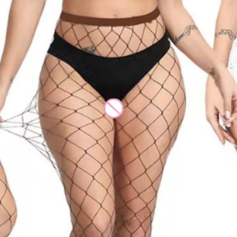 Erotic Pantyhose for Women Costumes Mid with Big Fishnet Stockings Plus Size Tights High Waist Hosiery