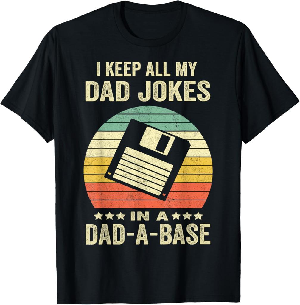 Mens Funny Dad Jokes in Dadabase Vintage for Fathers Day TShirt Unisex Summer Streetwear Tops Mens Clothing Ropa Hombre