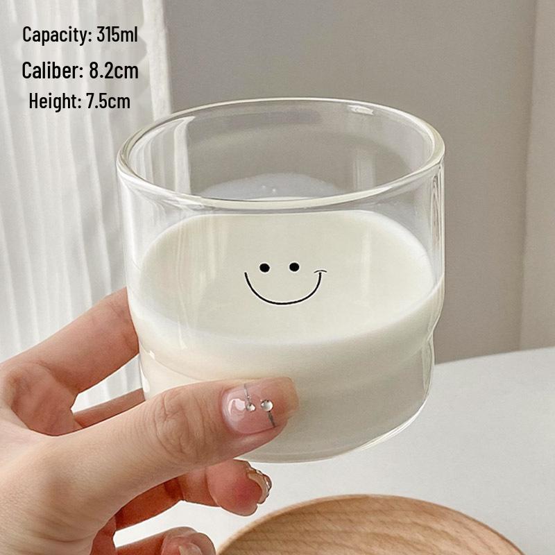 Smiling Heart Glass Cup: Handleless, Single-Layer for Yogurt, Ice Cream, Coffee, and Pudding