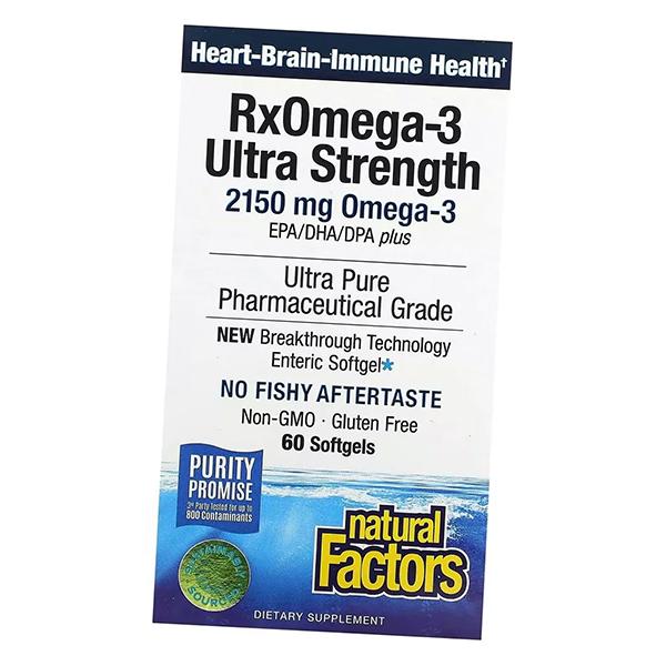 

Omega 3 for Adults, RxOmega-3 Ultra Strength 2150, Natural Factors (67406004) 60softgels