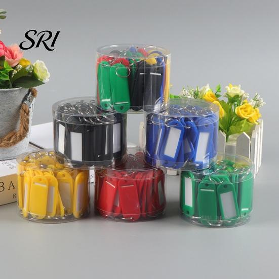 Property Management Key Tags 50Pcs Bright Colors Plastic Waterproof Writable Hotel Oil-resistant Organizer with Detachable Metal Rings Crack-resistant