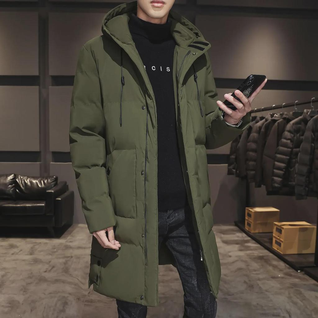 2023 Men's Thickened Mid-Length Korean Style Winter Cotton Coat - Trendy and Warm