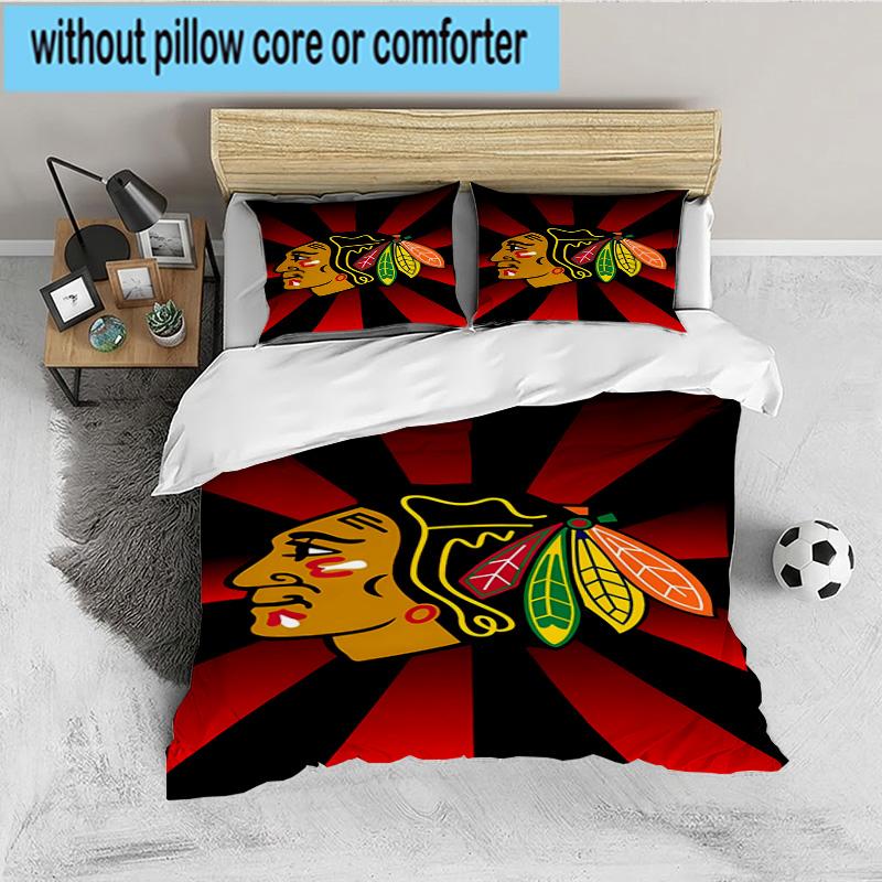 Chicago Hockey 3PCS Bedding set,Ideal for 1pc Duvet Cover And 2pcs Pillowcases Perfect for Fan gift,Ideal for Bedroom, Dormitory