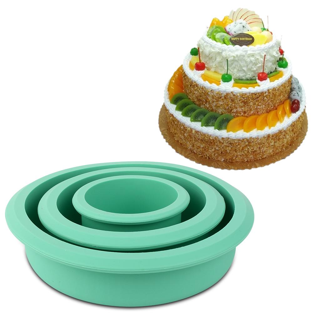 3 Layer Silicone Cake Mold Pizza Plate DIY Mould Round Tools