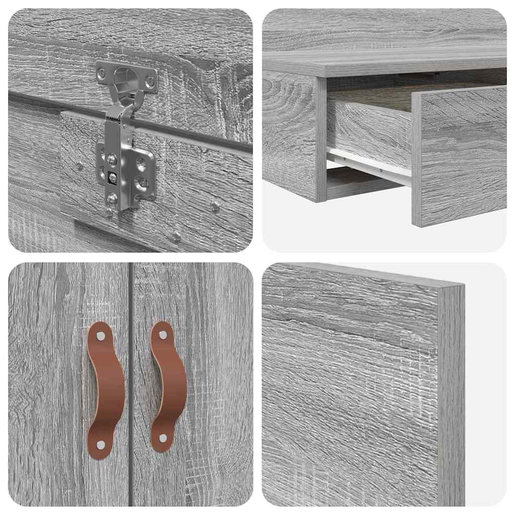 Storage Bed Frame Grey Sonoma 120 cm Particleboard