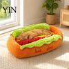 Funny Hot Dog Shape Pet Bed Bed, Cute Cozy Snuggle Removable Washable Pad, Small Animal for Birthday Gift Bun Plush Dogs Cats Soft Sofa Nest Non Slip
