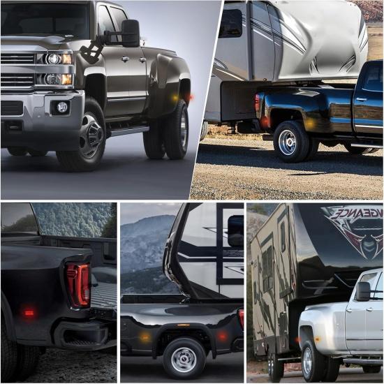 Smoked Lens Amber Red fender LED Side Marker Lights For 2015-2023 Chevy Silverado GMC Sierra 2500HD 3500HD Dual Rear Wheel Bed Fender Marker Light
