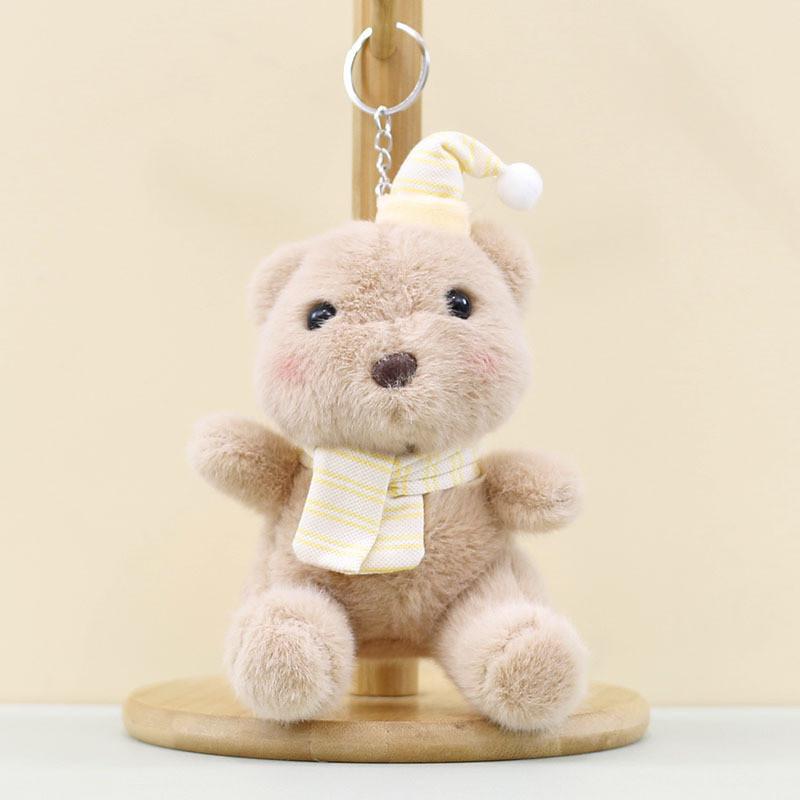Adorable Plush Teddy Bear Keychain Cute Soft Stuffed Animal Toy With Hat