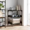 Kitchen Trolley Black Oak Effect 60 X 41 X 80.5 Cm