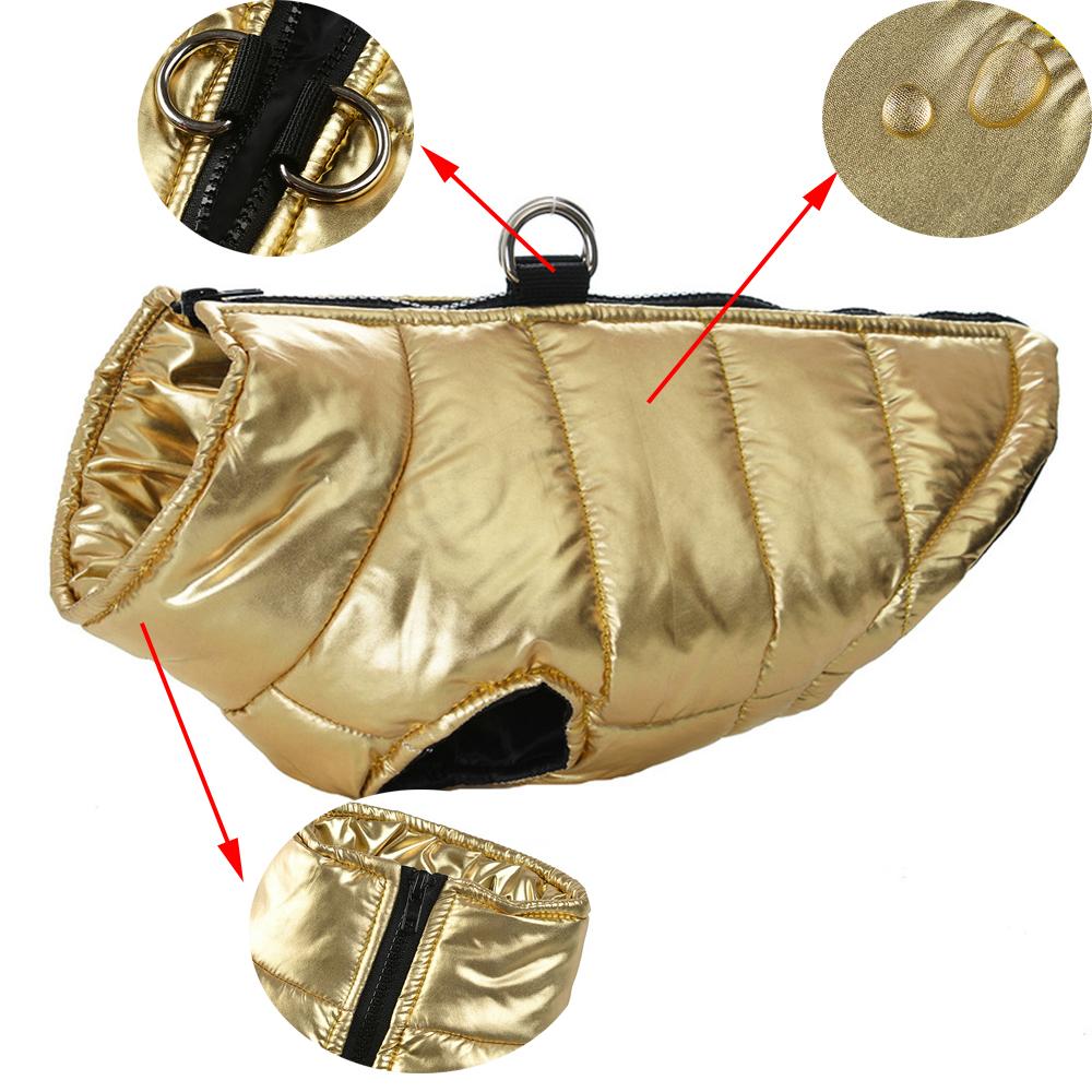 Gold-Stitched Dog Coat Winter Warm Sleeveless Puppy Coat High Collar Warm Cotton Jacket D-Ring Zipper Small Middle Dog Cat Coat