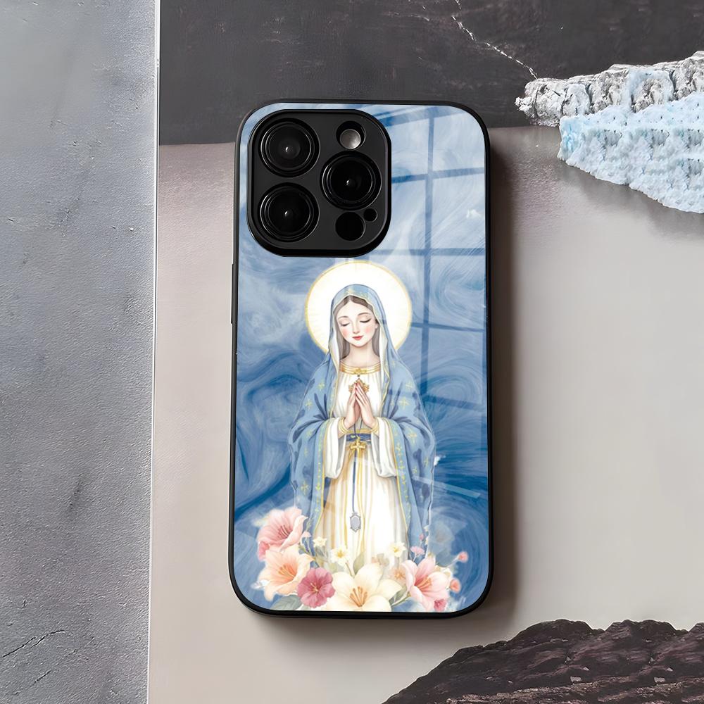Jungfrau Maria Jungfrau von Guadalupe Handyhülle Für IPhone 17 Air 16 E Pro Max 15 14 13 Mini 12 Pro 11 Max Plus Schwarzes Glas Cover