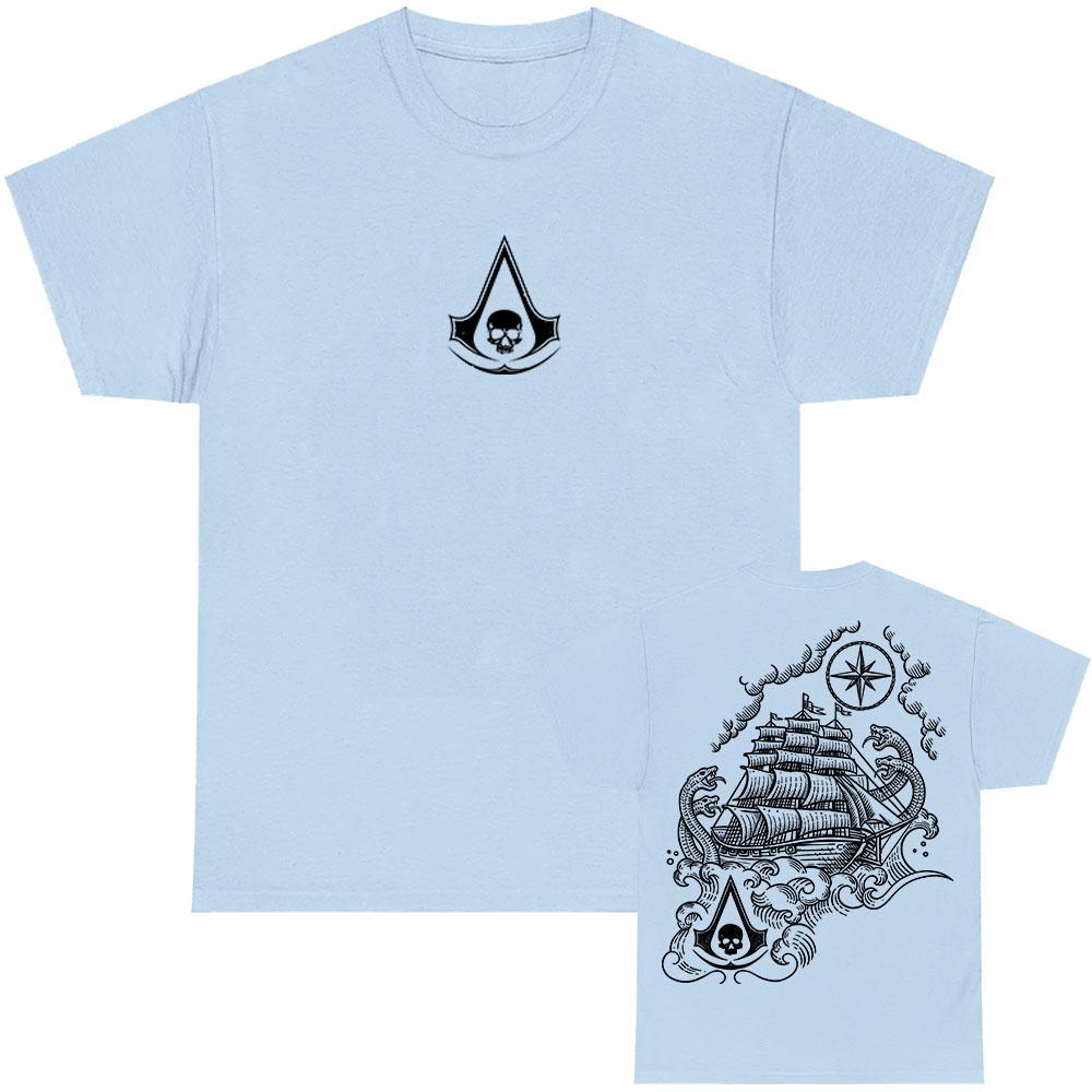 Assassin's Creed Black Flag Resynced Map T-Shirt Unisex Streetwear Lässig Rundhals Sommer T-Shirts Grafik Herren Damen Tee