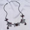 Vintage Gothic Spider Necklace Halloween Spider Net Pendant Necklace Punk Style Reptile Animal Jewelry for Women Girl