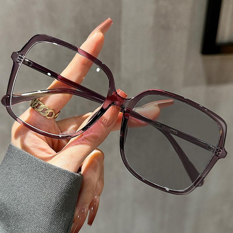 

New Large-Frame Anti-Blue Light Photochromic Prescription Glasses Retro Square-Frame High-Definition Custom Eyeglasses Single Version&1.56&Anti Blue Ray фиолетовый