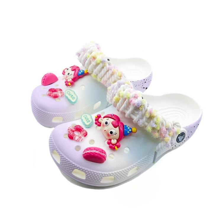 Crocs Classic Clog EVA Clown Variety Niche Design Travel Beach Street Fashion Trend Hole Shoes Unisex Style Purple Blue