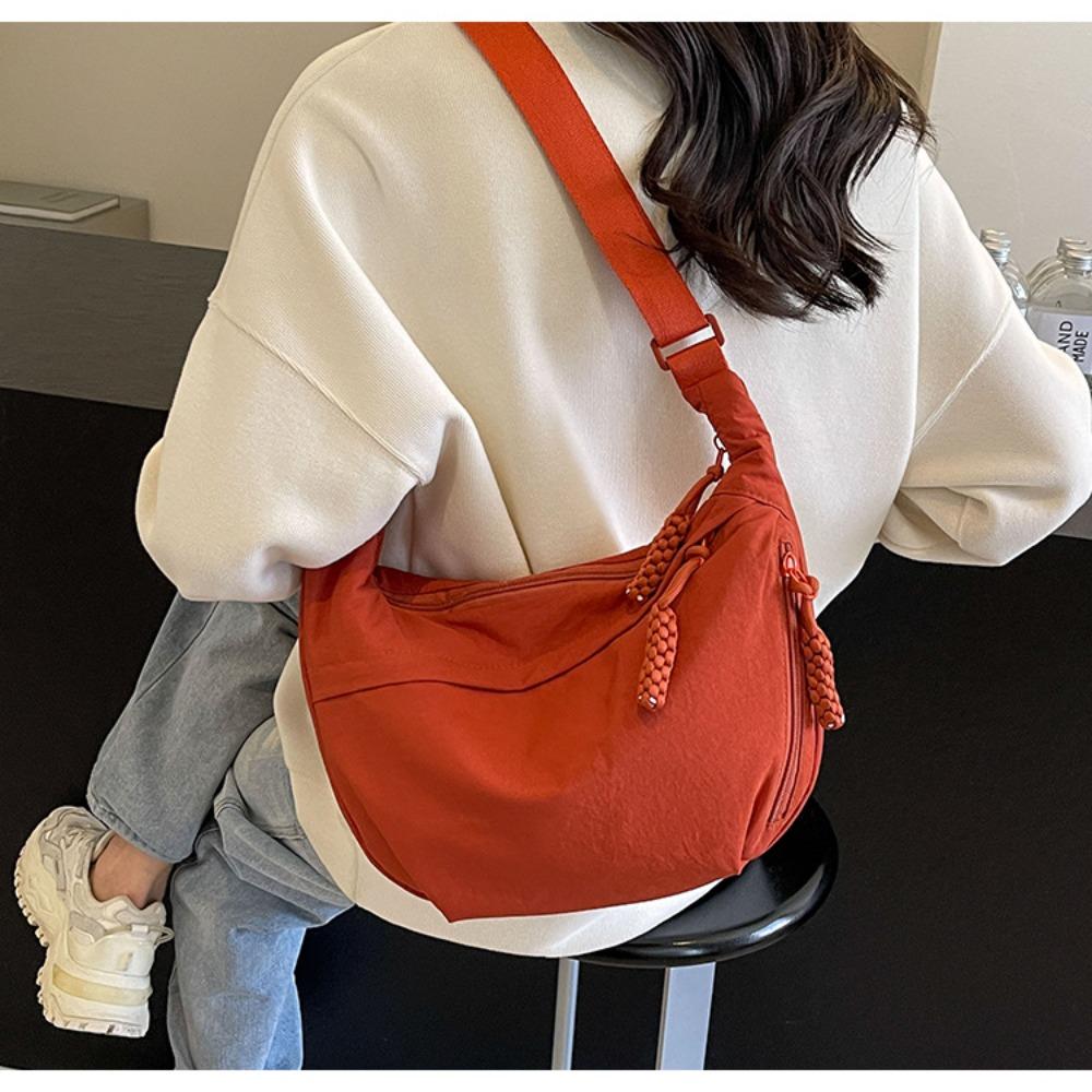 New Canvas Crossbody Bags Lightweight Solid Color Dumpling Bag Large Capacity Korean Simplified Shoulder Bag