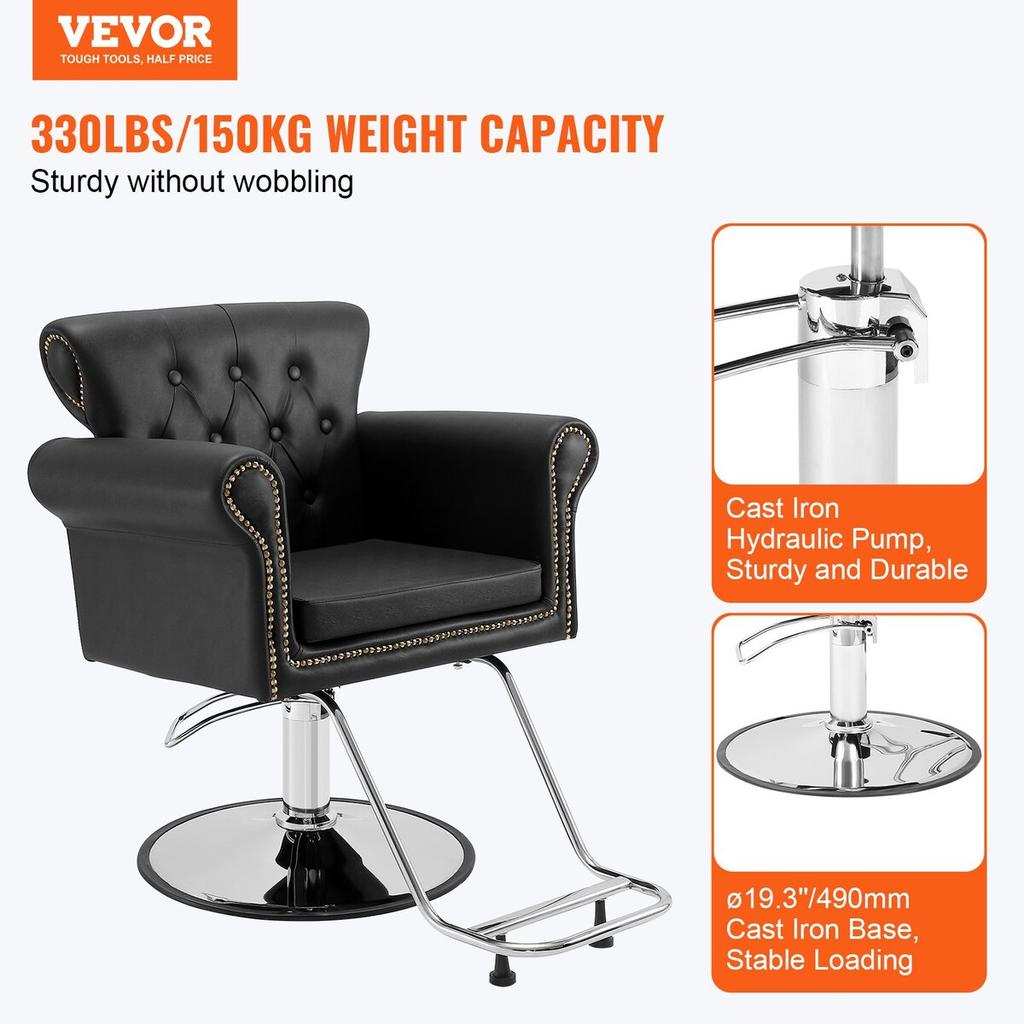 Salon Chair, Barber Chair for Hair Stylist, Styling Chair with Heavy Duty Hydraulic Pump, 360° Swivel Hair Salon Chair with Footrest for Beauty Spa