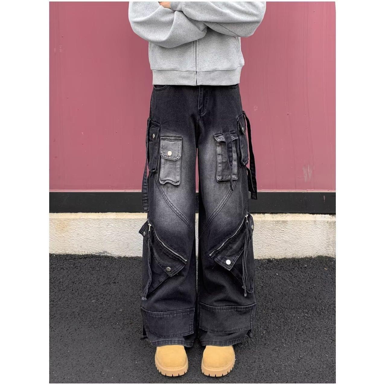 Джинсы JYL Мужские Американский Свободный Летний Корейский Светлый Темный Цвет Шнурок Гаремные Джинсовые XXXL