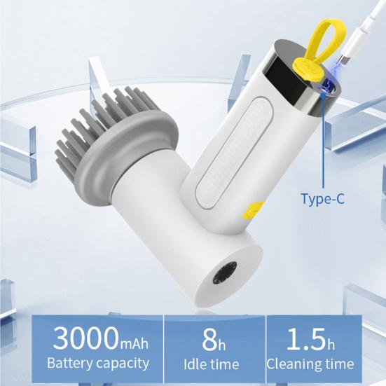 Electric Cleaning Brush Cordless Rechargeable Scrubber Motor Overload Safety Kitchen Cleaning Brush Home Cleaning Tool